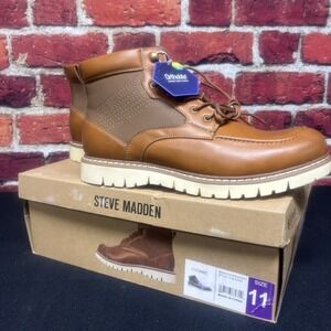 Steve Madden Men's Chukka Boot Cognac Brown, Ortholite Comfort Foam, Size 11